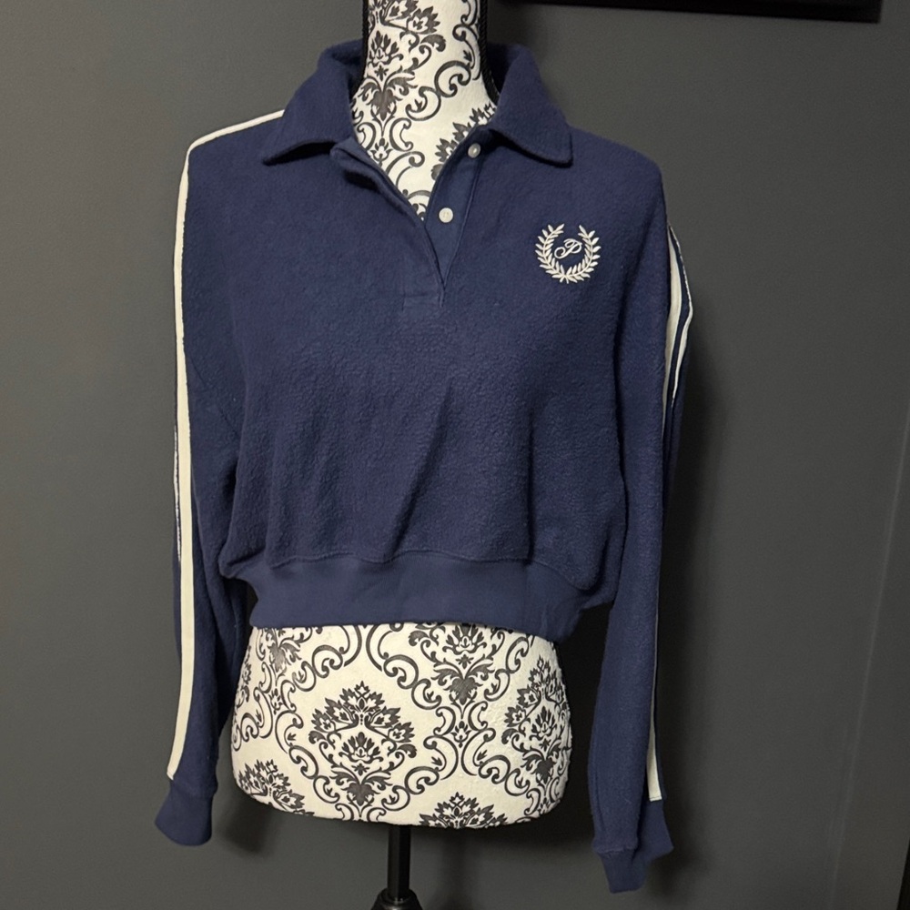 PINK Victoria's Secret Blue Polo Sweatshirt